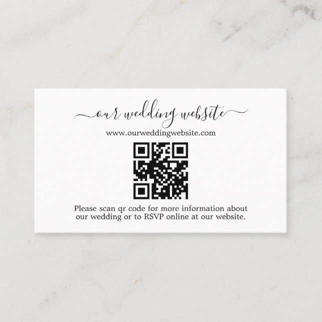 QR Code Photo Wedding RSVP Online  Business Card (Front)