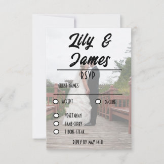 QR Code & Photo Wedding Website Simple RSVP Card
