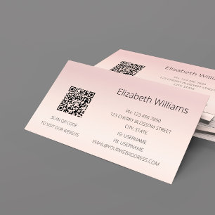 QR Code Pink Blush Gradient Business Card