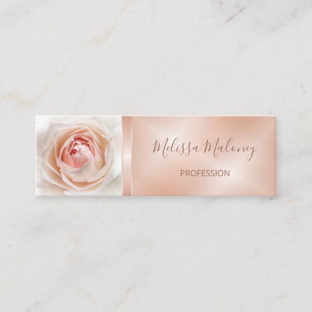 QR Code Pink Blush Rose  | Rose Gold  Mini Business Card (Front)