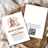 QR Code Pink Bow Boots & Bubbly Bridal Shower