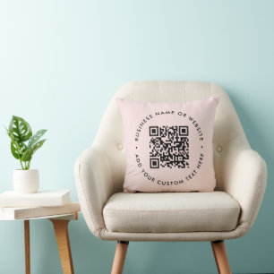 QR Code Pink Business Modern Feminine Girly Cushion