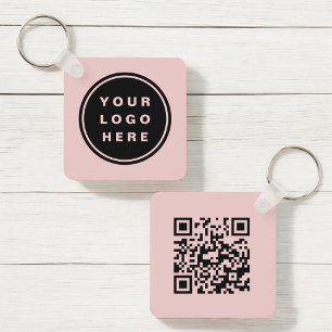 QR Code Pink Company Business Logo Promotional Key Ring
