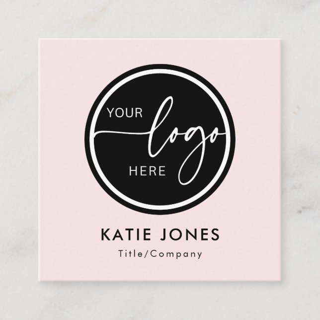 QR Code Pink Custom Logo Scan the Code Square Business Card (Front)