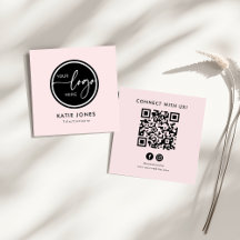QR Code Pink White Custom Logo Connect with Us