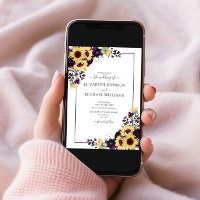 QR Code Plum Purple Sunflower Watercolor Wedding