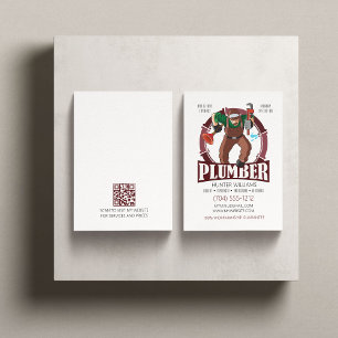 QR Code Plumber Contractor Tools Plumbing Vertical Business Card
