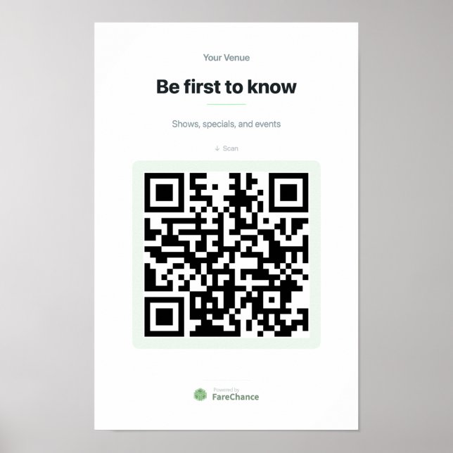 QR Code Poster for Restaurants and Shops, 11x17 (Front)