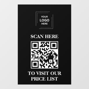 QR Code Price List Scan Me Black Business Window