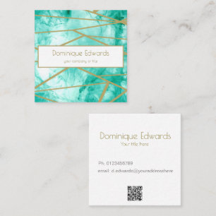 QR Code Professional Blue Gold Colour Designer Square Business Card