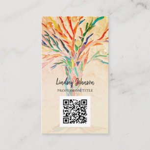 QR Code Professional Business Beige Card