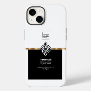 QR Code Professional Custom Logo Black Gold Modern iPhone 14 Case