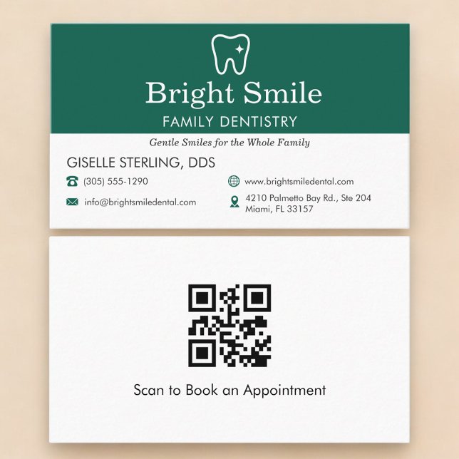 QR Code Professional Dentist Dental Office Business Card (Creator Uploaded)