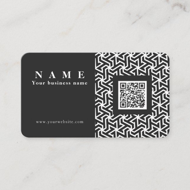 QR code professional elegant black mesh Business Card (Front)