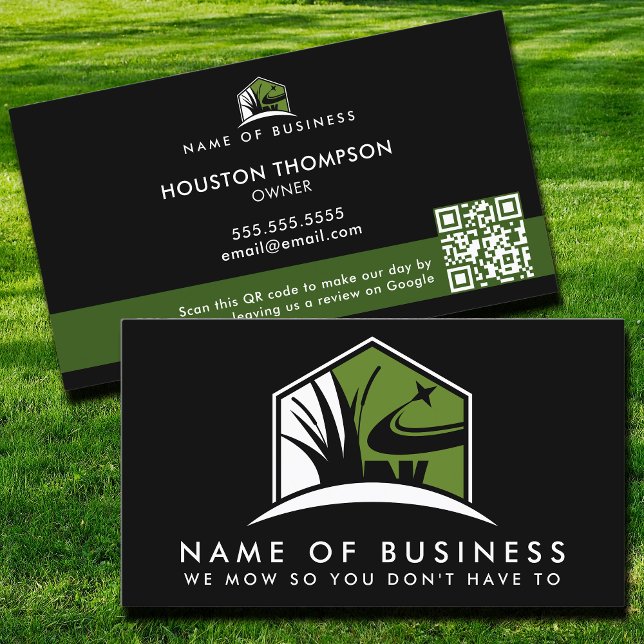QR Code Professional Garden Lawn Care Landscaper Business Card (Creator Uploaded)