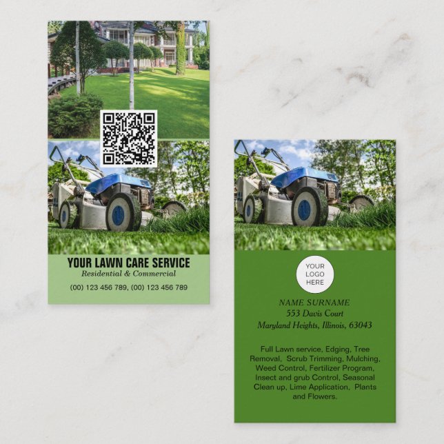 QR code professional lawncare  Business Card (Front/Back)