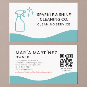 QR Code Professional Maid & House Cleaning Service Business Card