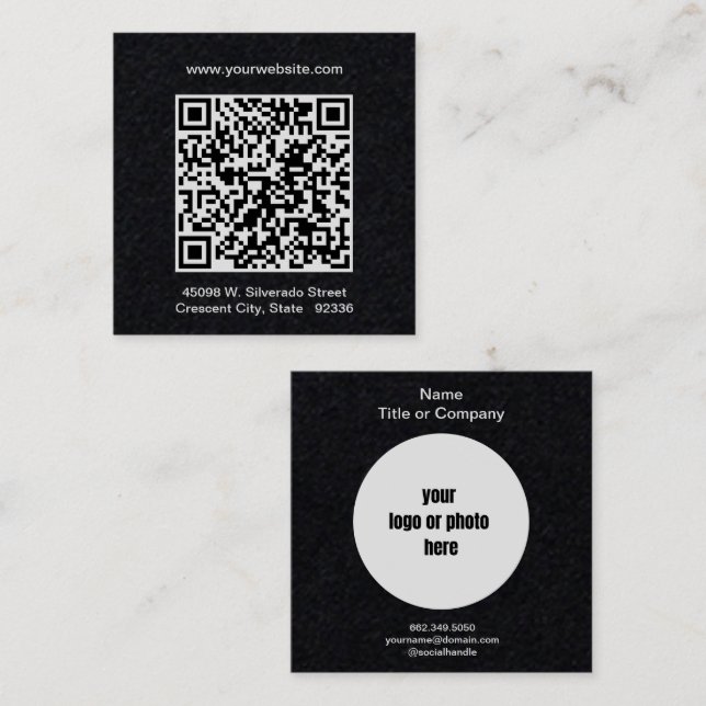 QR Code Professional Minimal  Square Business Card (Front/Back)
