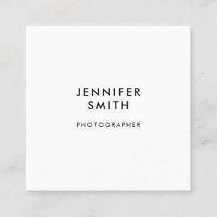 QR Code Professional Minimal White Square Business Card