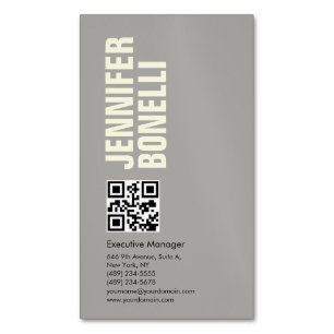 QR code professional minimalist bold grey  Magnetic Business Card