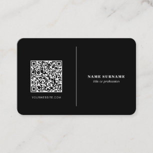 QR code professional minimalist social media black Business Card