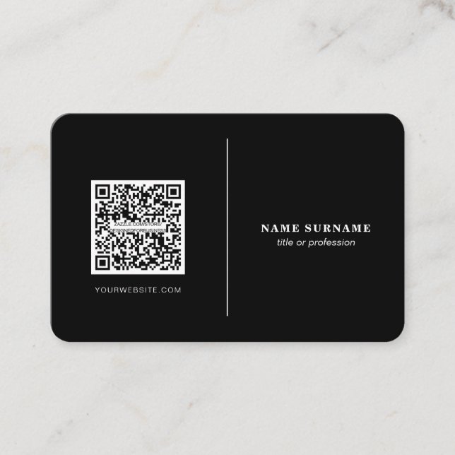 QR code professional minimalist social media black Business Card (Front)