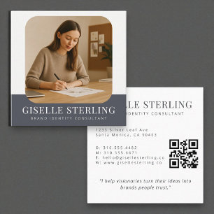 QR Code Professional Modern Name Business Photo Square Business Card