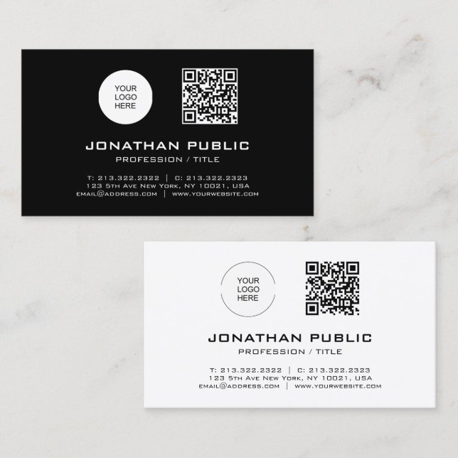 QR Code Professional Modern Template Barcode Business Card (Front/Back)