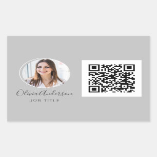 QR Code Professional Photo Grey Business Card Rectangular Sticker