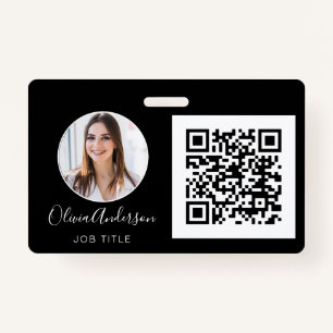 QR Code Professional Photo White Business Card Bad ID Badge
