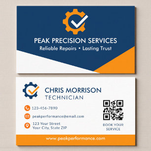 QR Code Professional Service Repair Mechanic Business Card