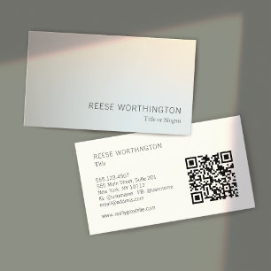 QR Code Professional Silver Elegant Modern Business Card