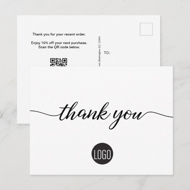 QR code promo thank you for your order business Postcard (Front/Back)