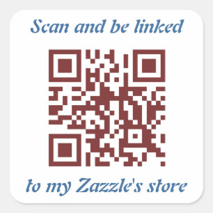 QR Code promoting your Zazzle's store template Square Sticker