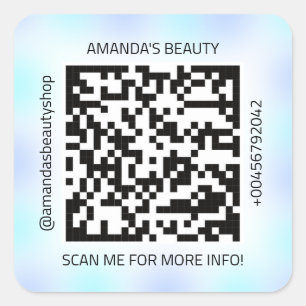 QR Code Promotional Name Contact Web Blue Navy  Square Sticker