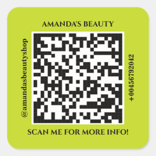 QR Code Promotional Name Web Yellow Square Sticker