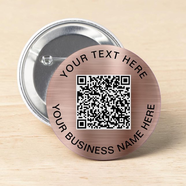 QR Code Promotional Rose Gold 6 Cm Round Badge (QR Code Promotional Rose Gold Button)