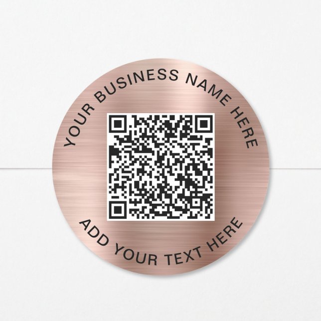 QR Code Promotional Rose Gold Classic Round Sticker (QR Code Promotional Rose Gold Classic Round Sticker)