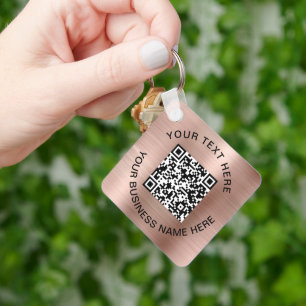 QR Code Promotional Rose Gold Key Ring