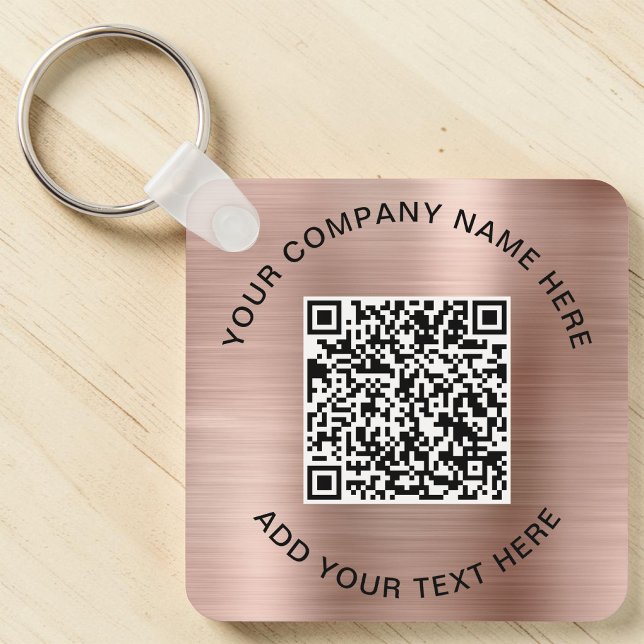 QR Code Promotional Rose Gold Key Ring (QR Code Promotional Rose Gold Keychain)