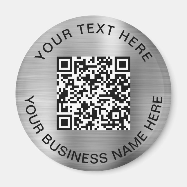 QR Code Promotional Silver Magnet (Front)