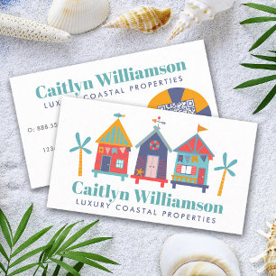 QR Code Real Estate Agent Fun Beach House Vacation Business Card