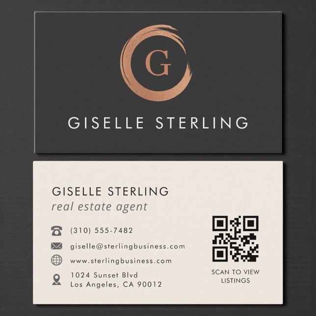 QR Code Real Estate Agent Minimalist Business Card (Creator Uploaded)