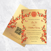 QR Code Red Cherry Blossom | Chinese Wedding