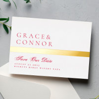 QR Code Red Magenta Stripe Photo Save The Date
