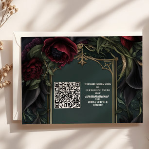  QR Code Red Roses Gothic Halloween Wedding Enclosure Card