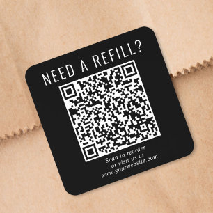 QR Code Refill Black Square Sticker