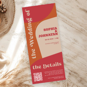 QR code retro colorful modern all in one wedding Invitation