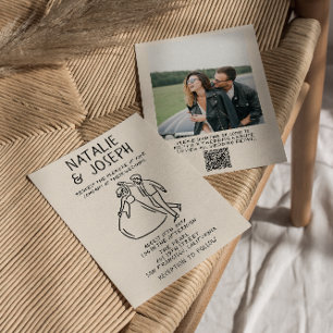 QR Code Retro Hand Drawn Quirky Photo Wedding Invitation