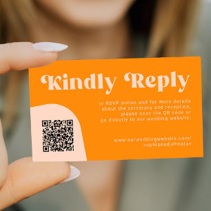 QR Code retro wedding budget online RSVP Enclosure Card